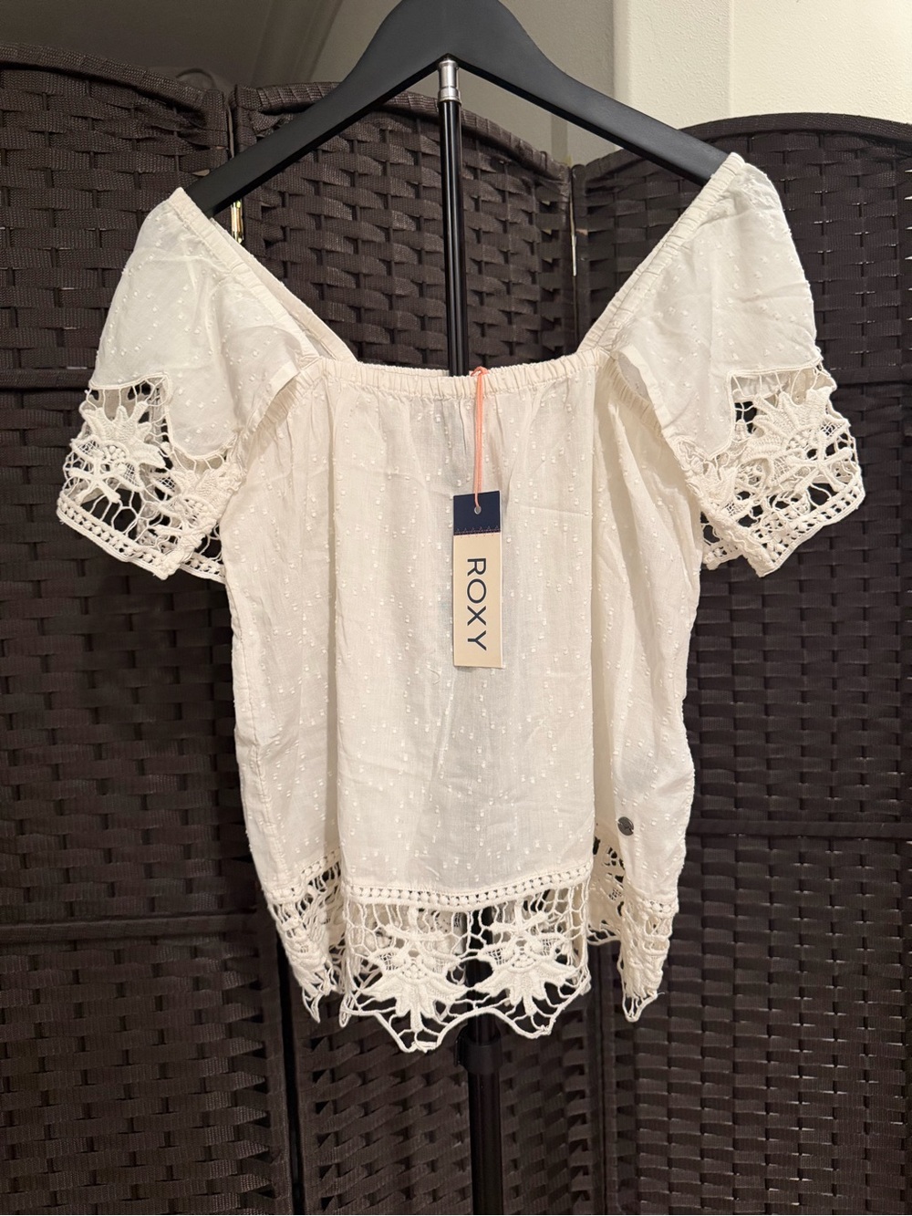 ROXY  Crochet Hem Blouse SIZE XS/S NWT!